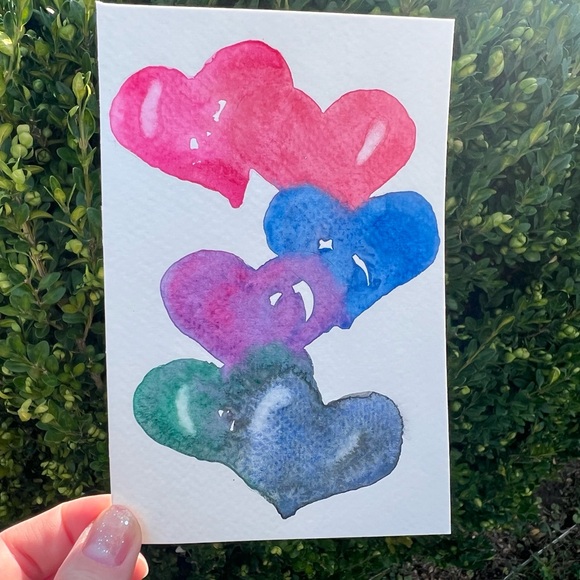 HEART CHAIN Original 4”x6” Watercolor By Jessica Joy - Picture 5 of 5